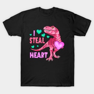 I Steal Heart Dinosaur Heart Valentine T-Shirt